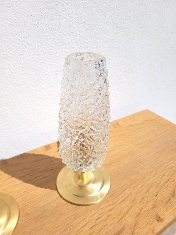 Paire de lampes vintages tulipe diamant et laiton