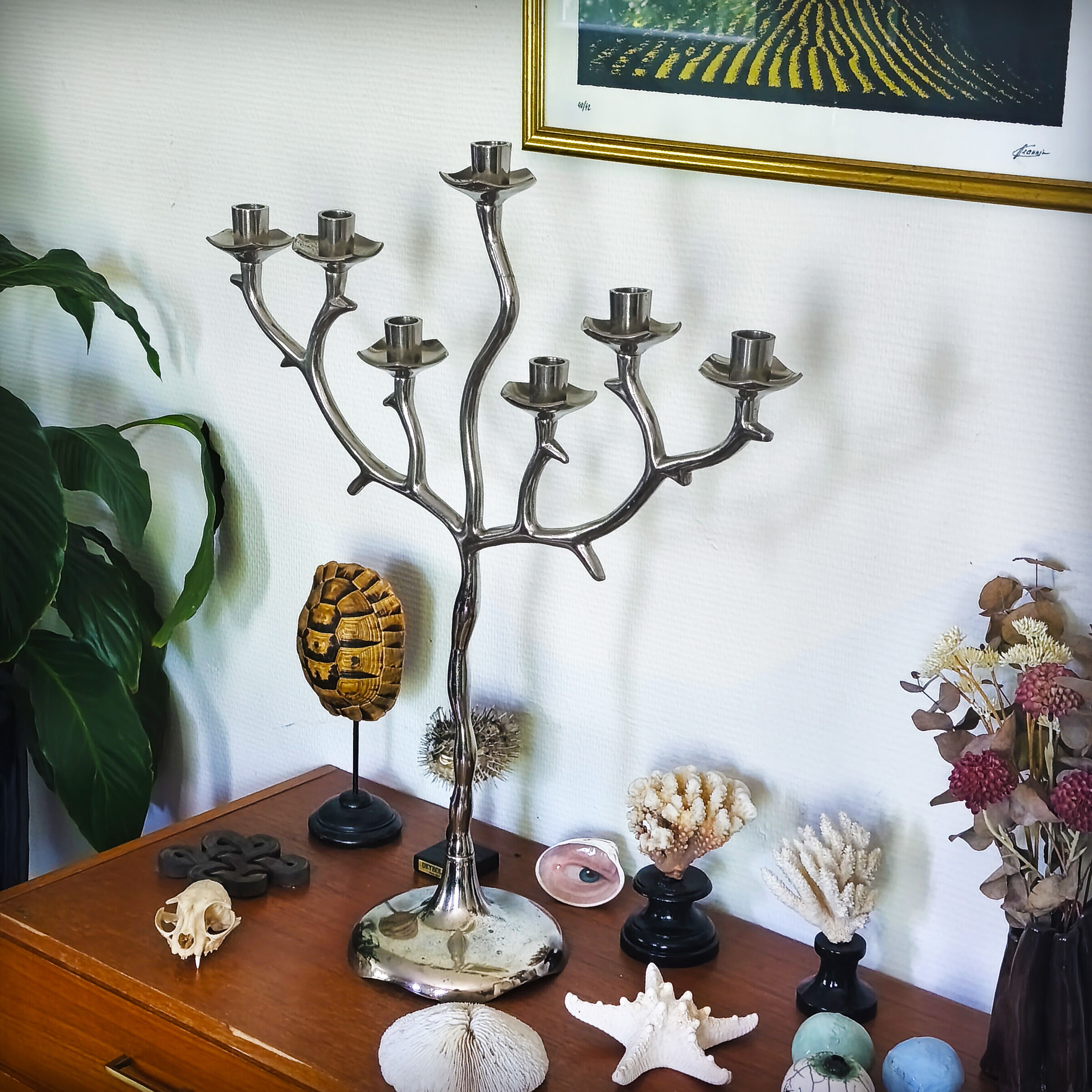 XXL Menorah, aluminium chandelier, 1970s