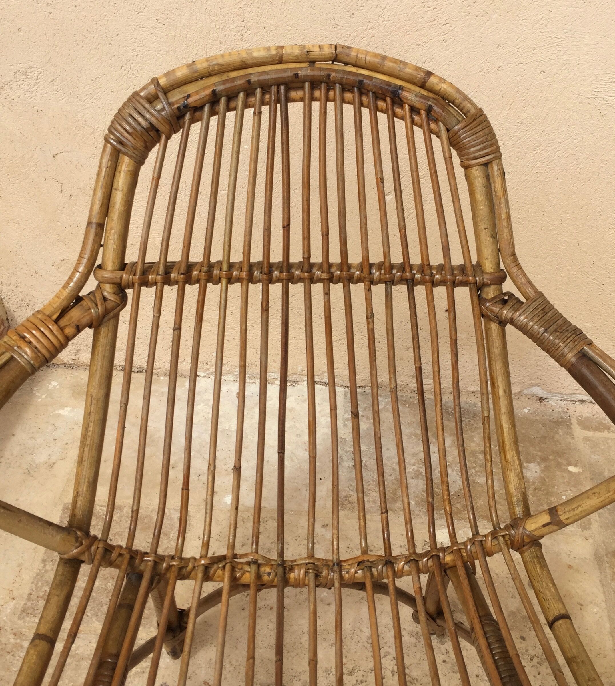 Pair of vintage rattan armchairs