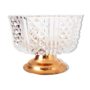 Coupelle en cristal et métal doré