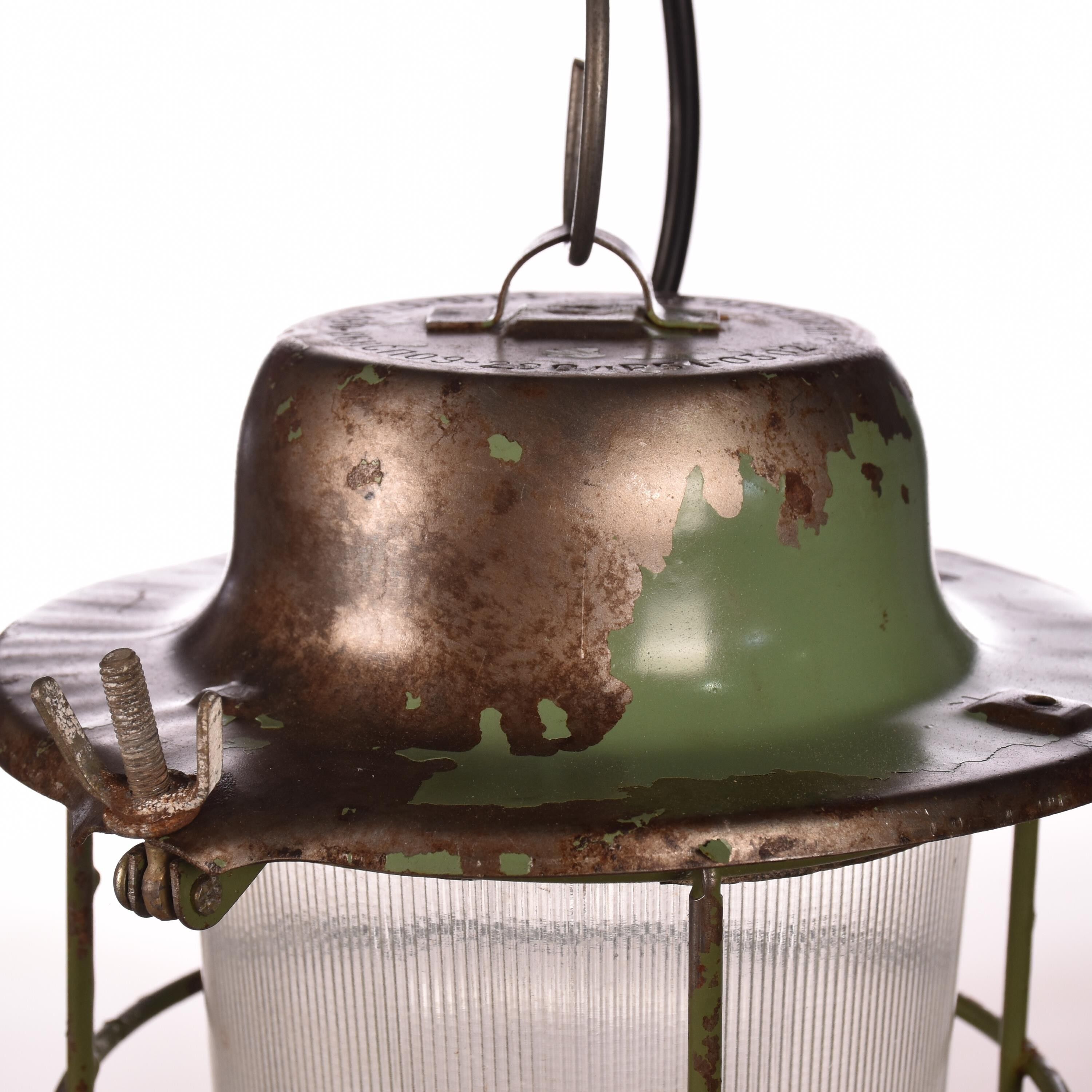 Industrial cage lamp green