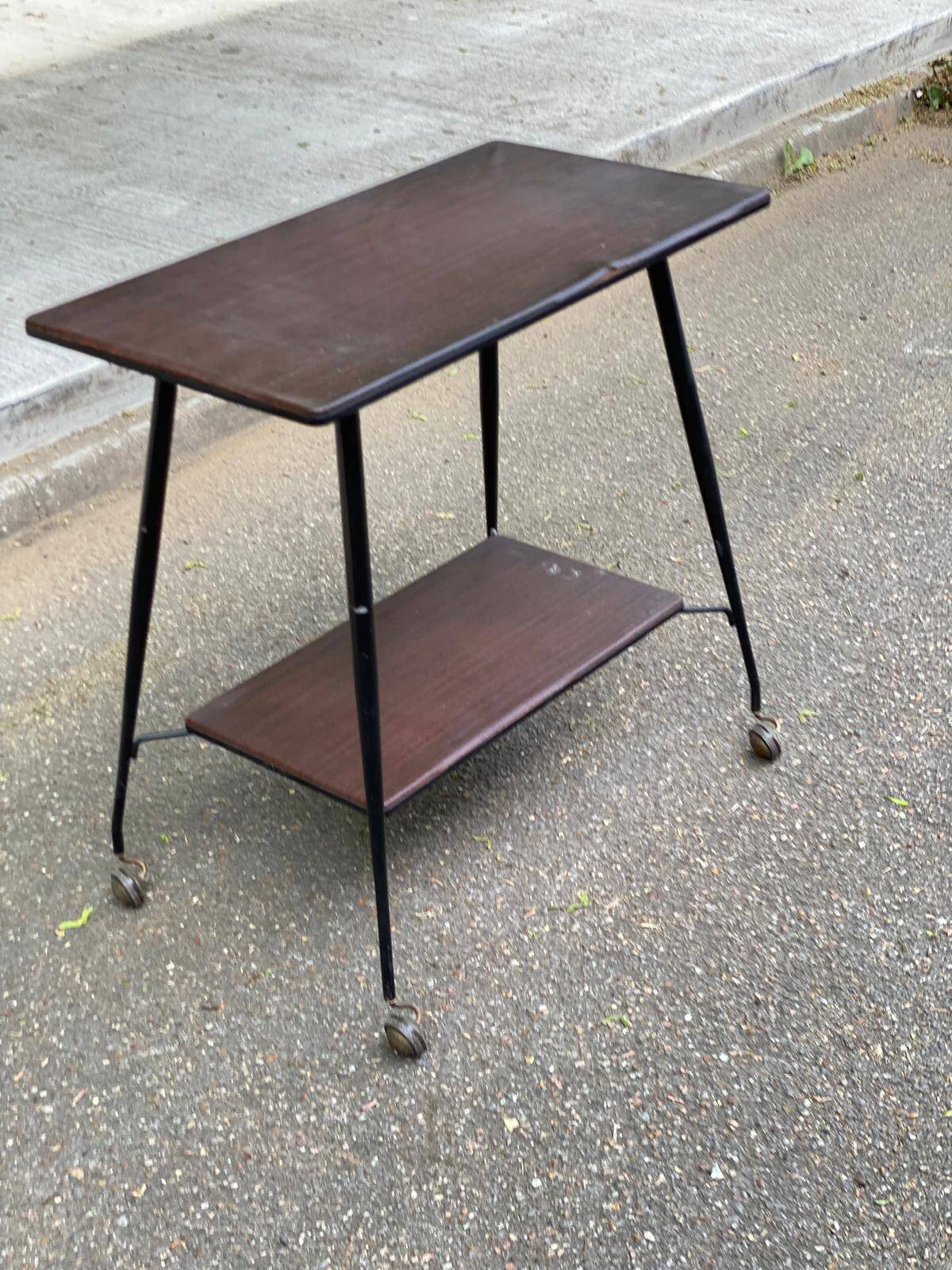 Desserte scandinave vintage en bois et acier