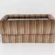 1970s vintage coffee table with velvet frame and glass top