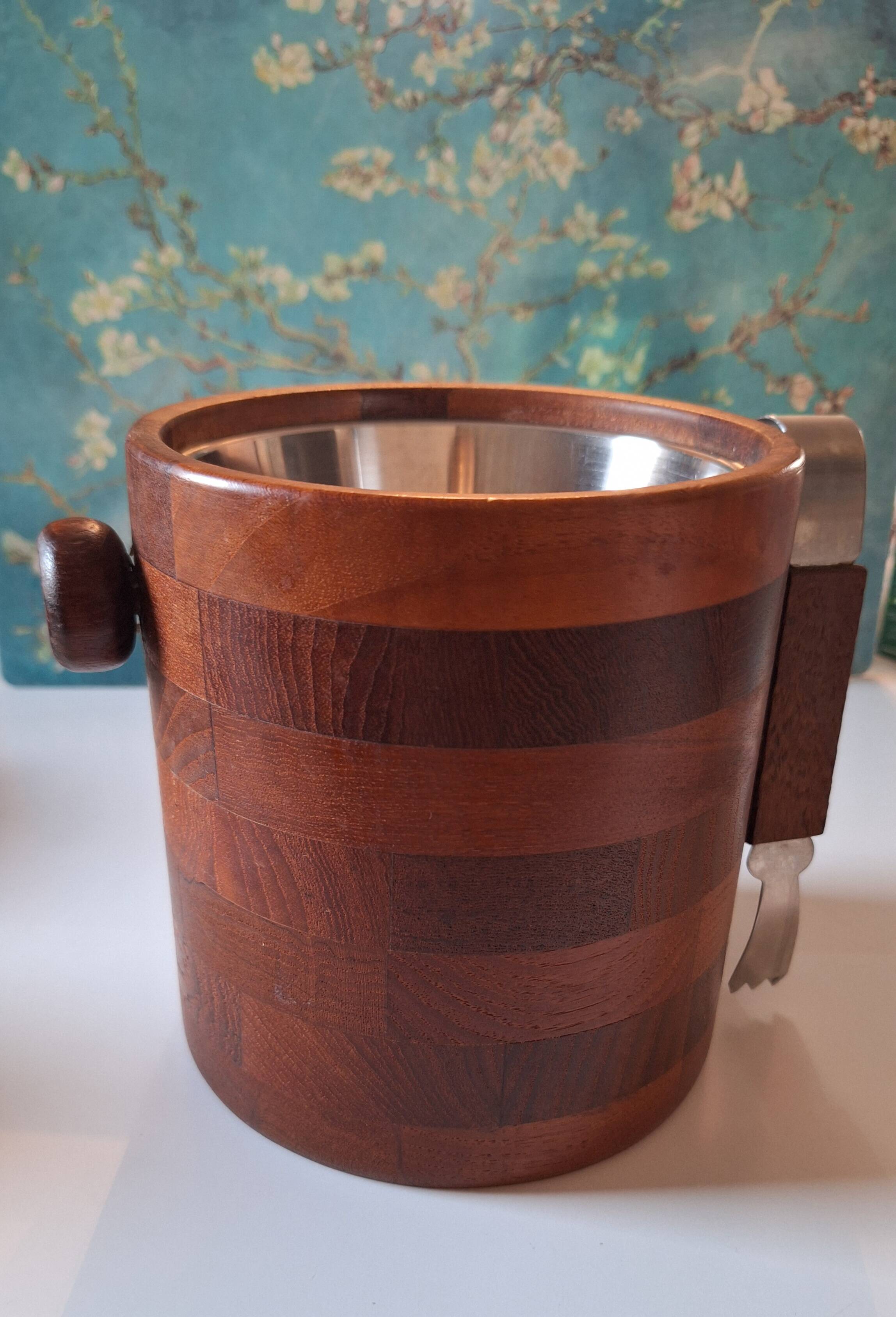 Scandinavian teak ice bucket, vintage 60s