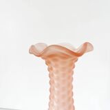 Pink frosted glass corolla vase Empoli Italy 1960