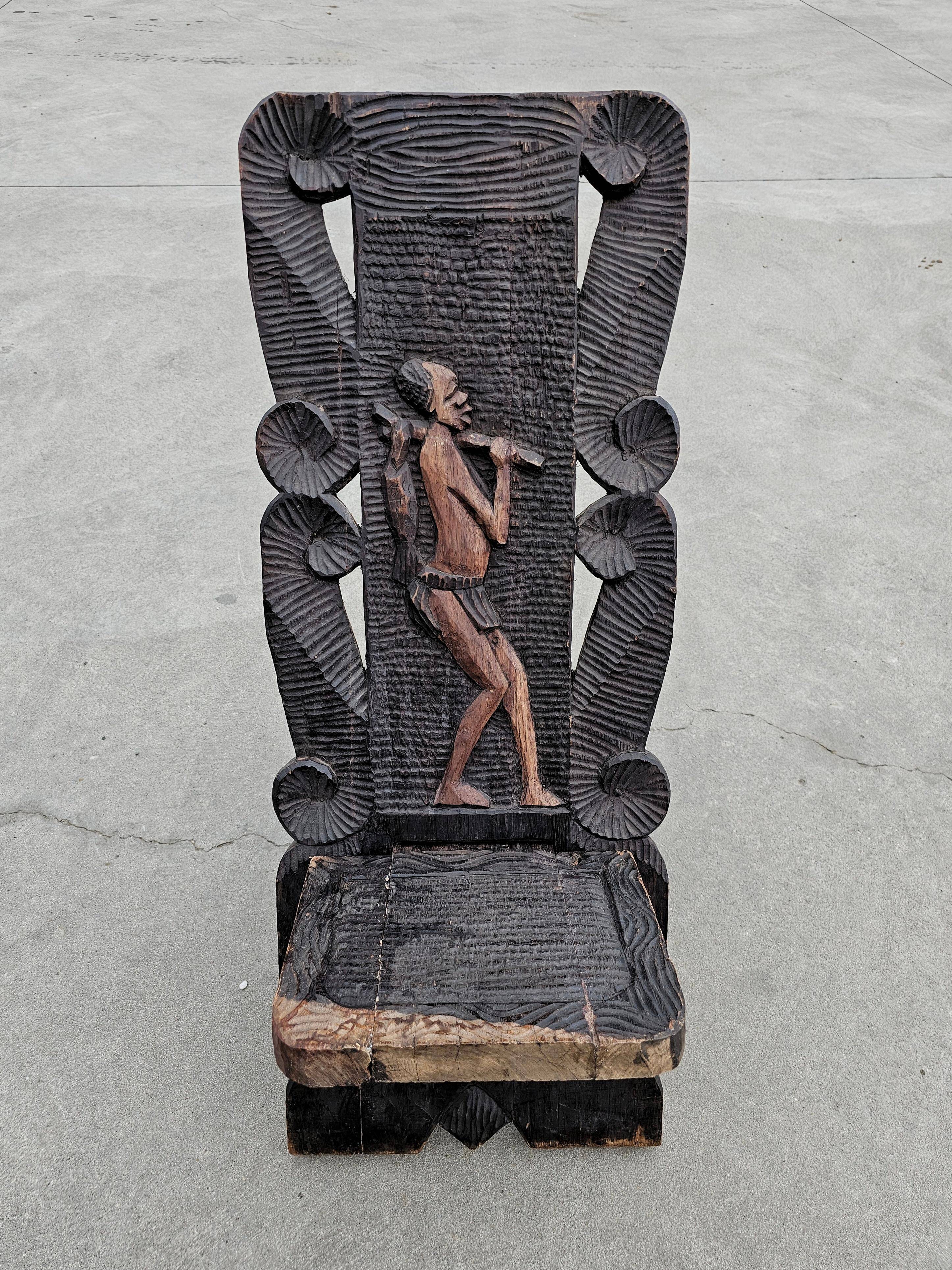 Antique carved wood Stargazer chair from the 1890s.