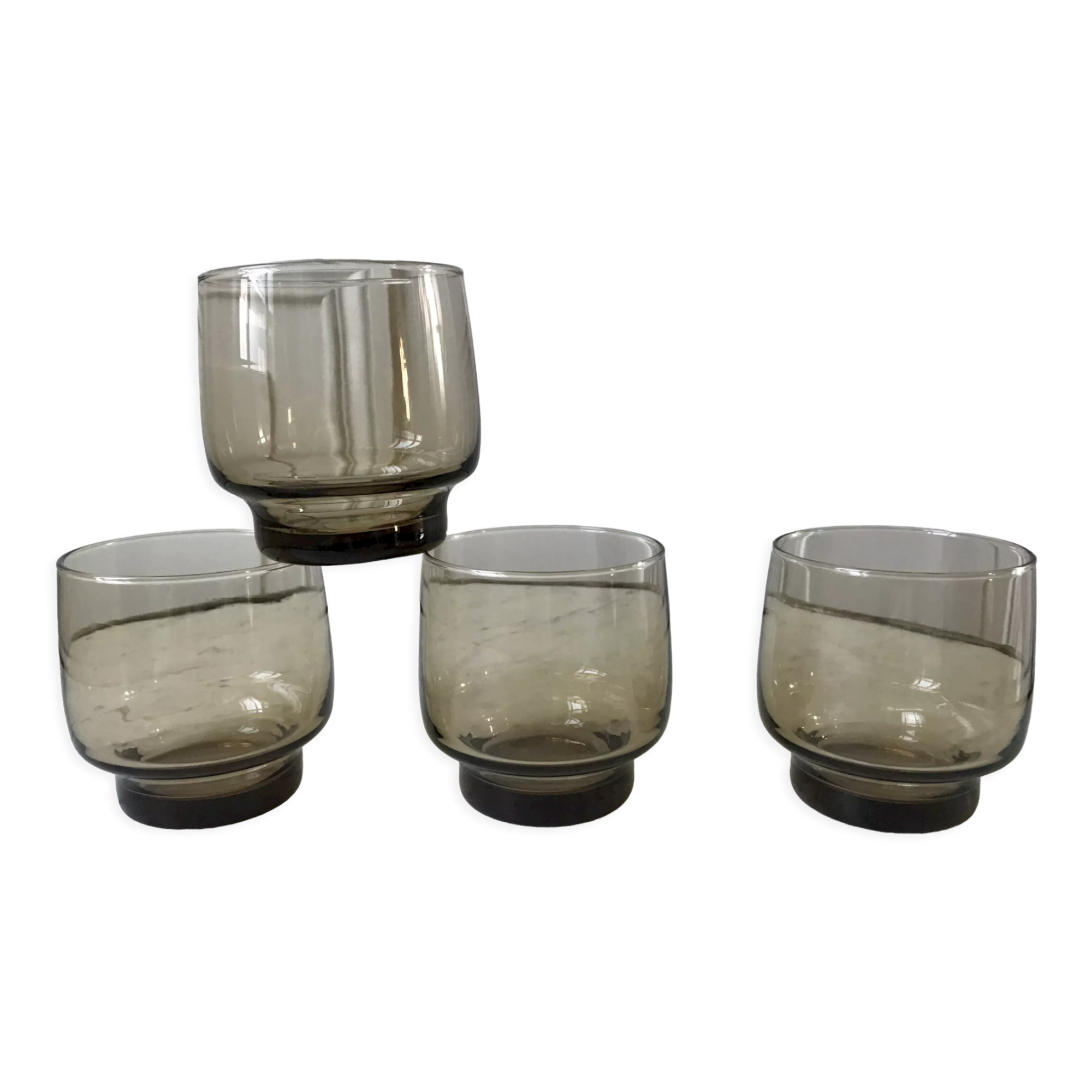 Set of 4 glasses in smoked glass 70s