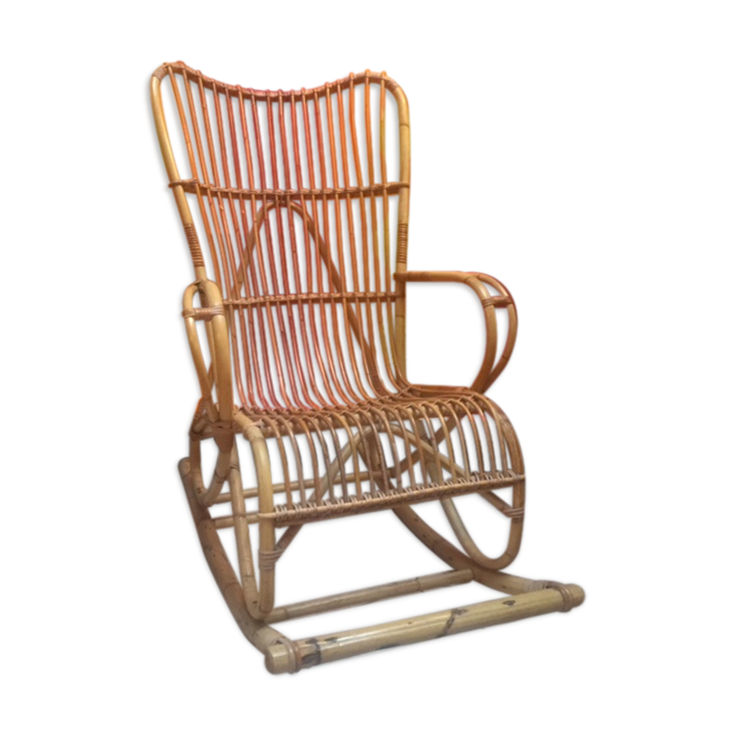 Rocking chair en rotin et bambou Selency