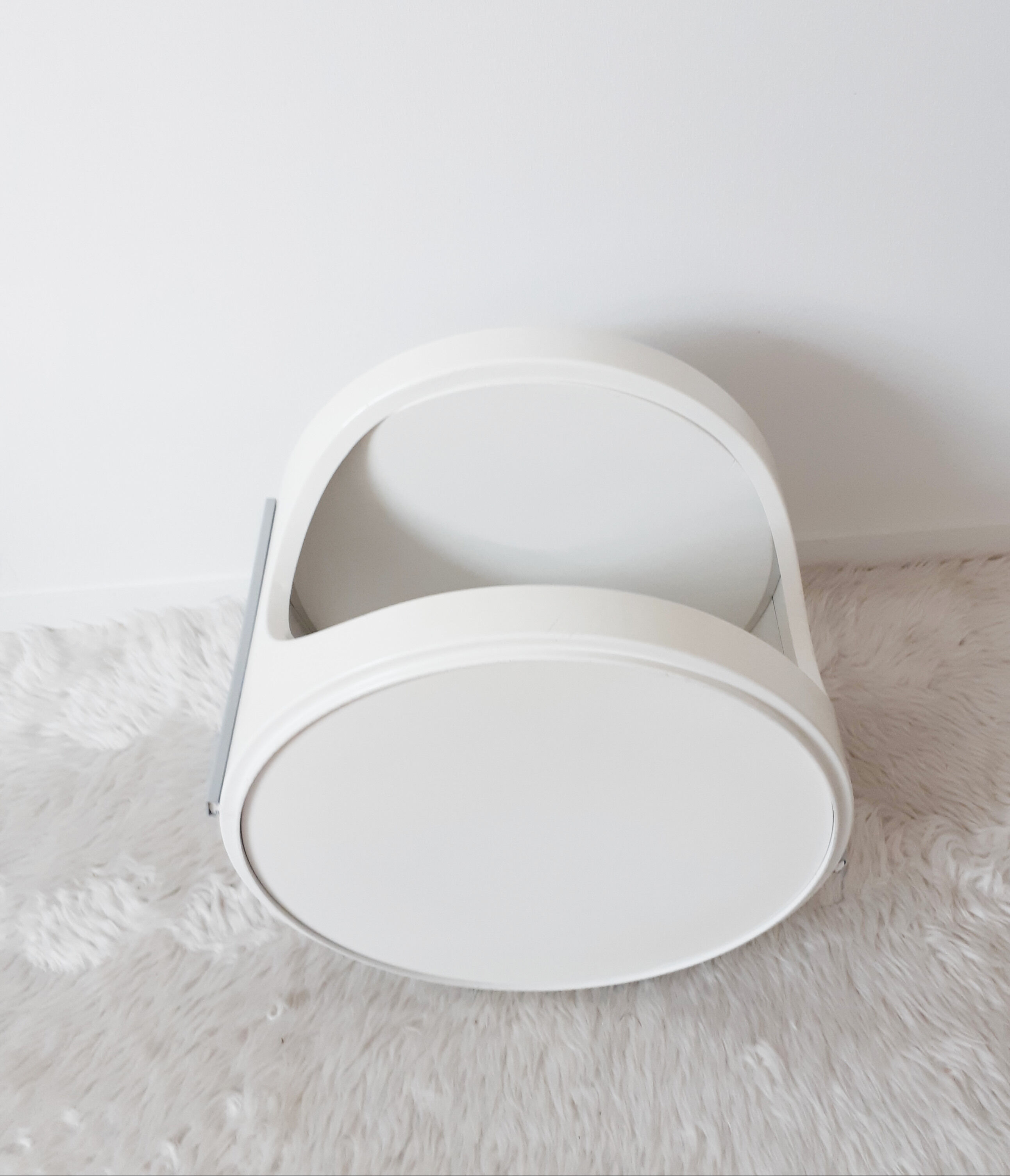 Vintage bar table, white plastic, round table, 70s