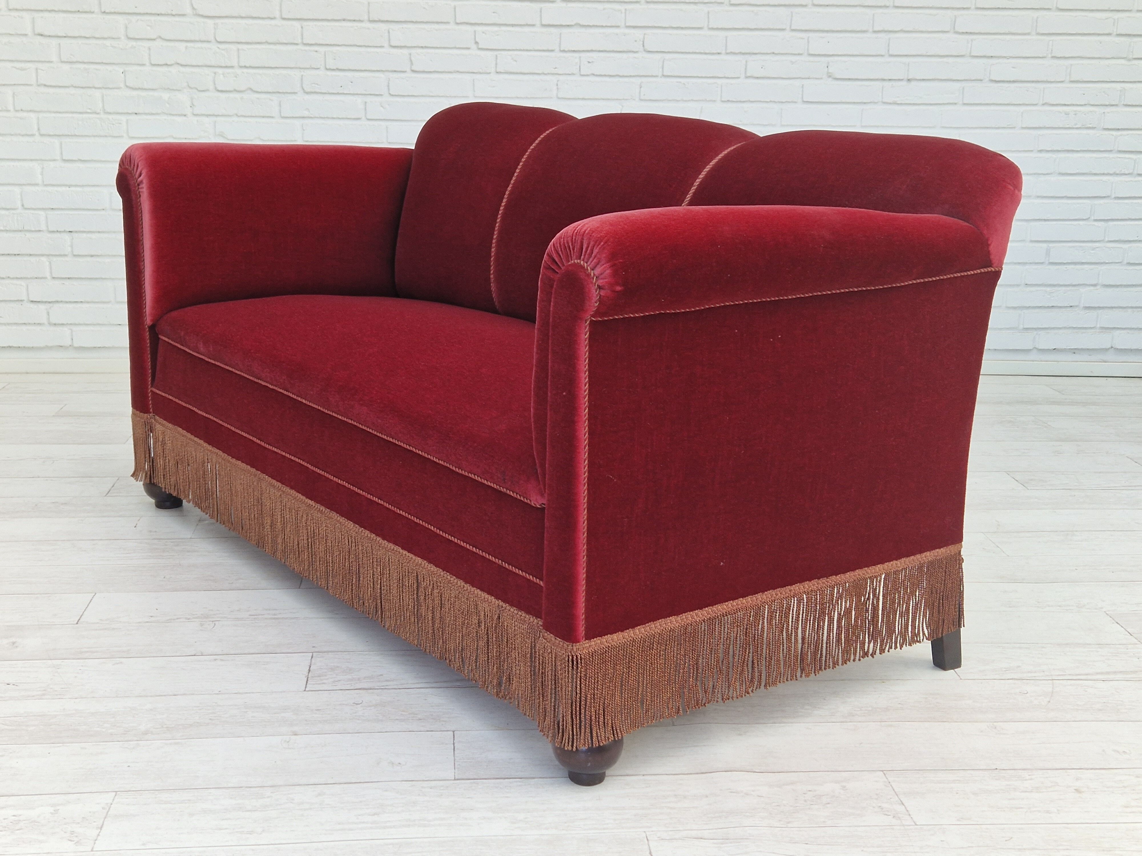 1960s, Danish vintage 2 seater sofa, velours