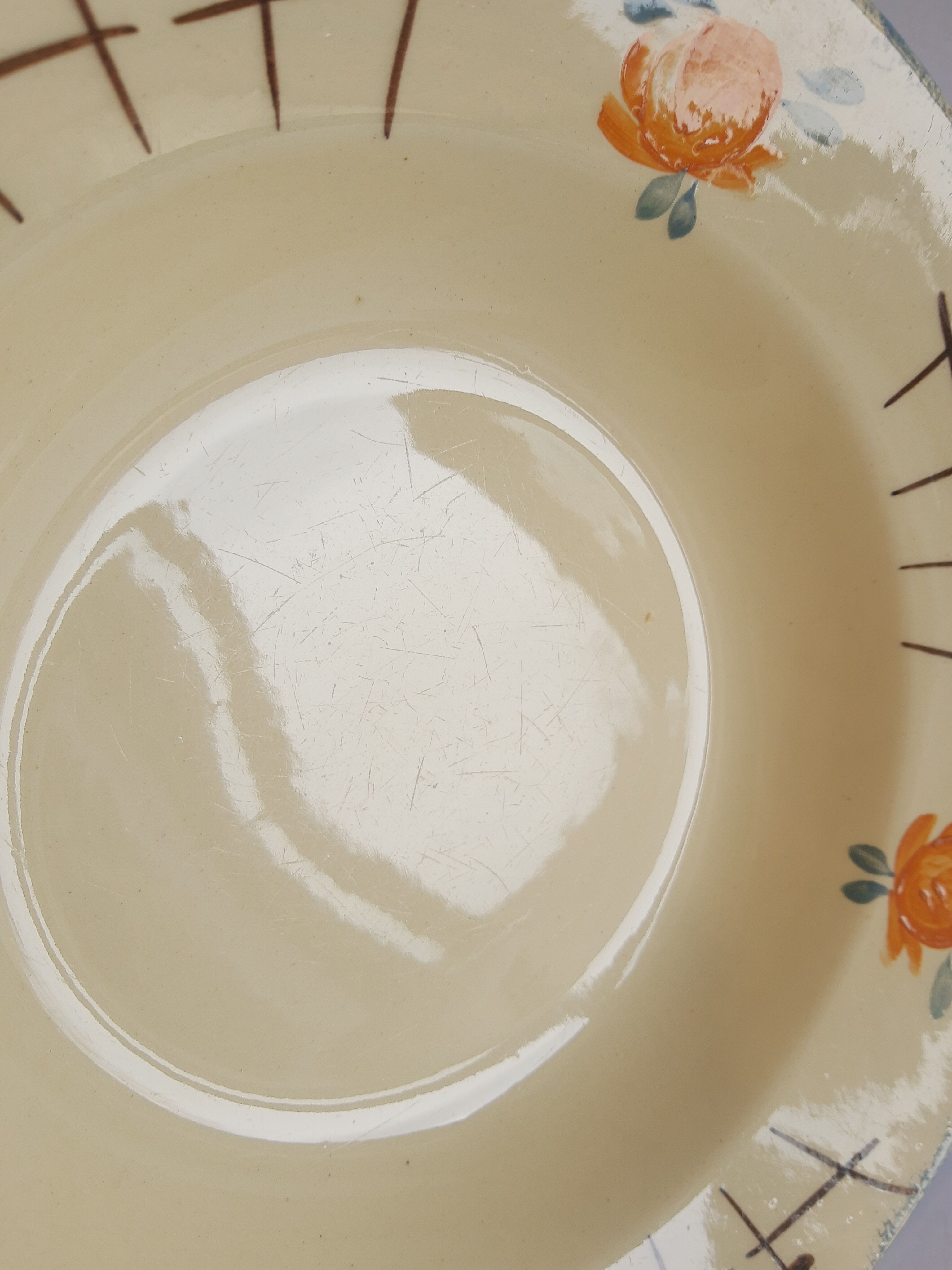 Set of 3 vintage old soup plates