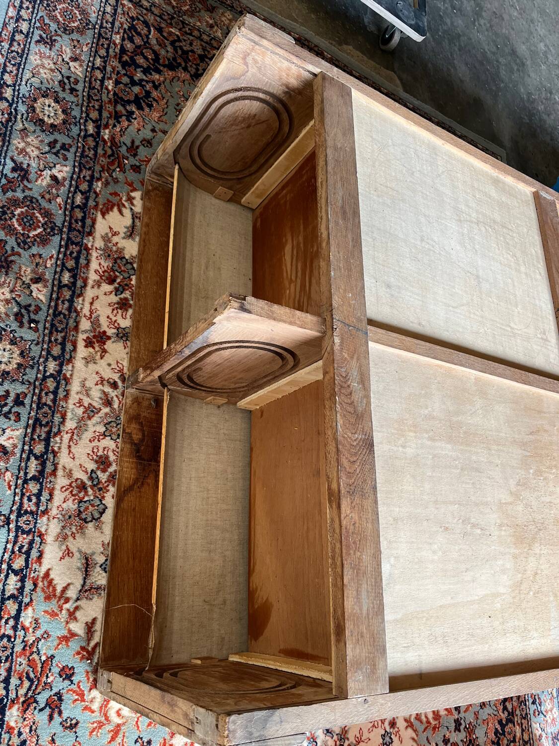 Vintage 70s double curtain filing cabinet