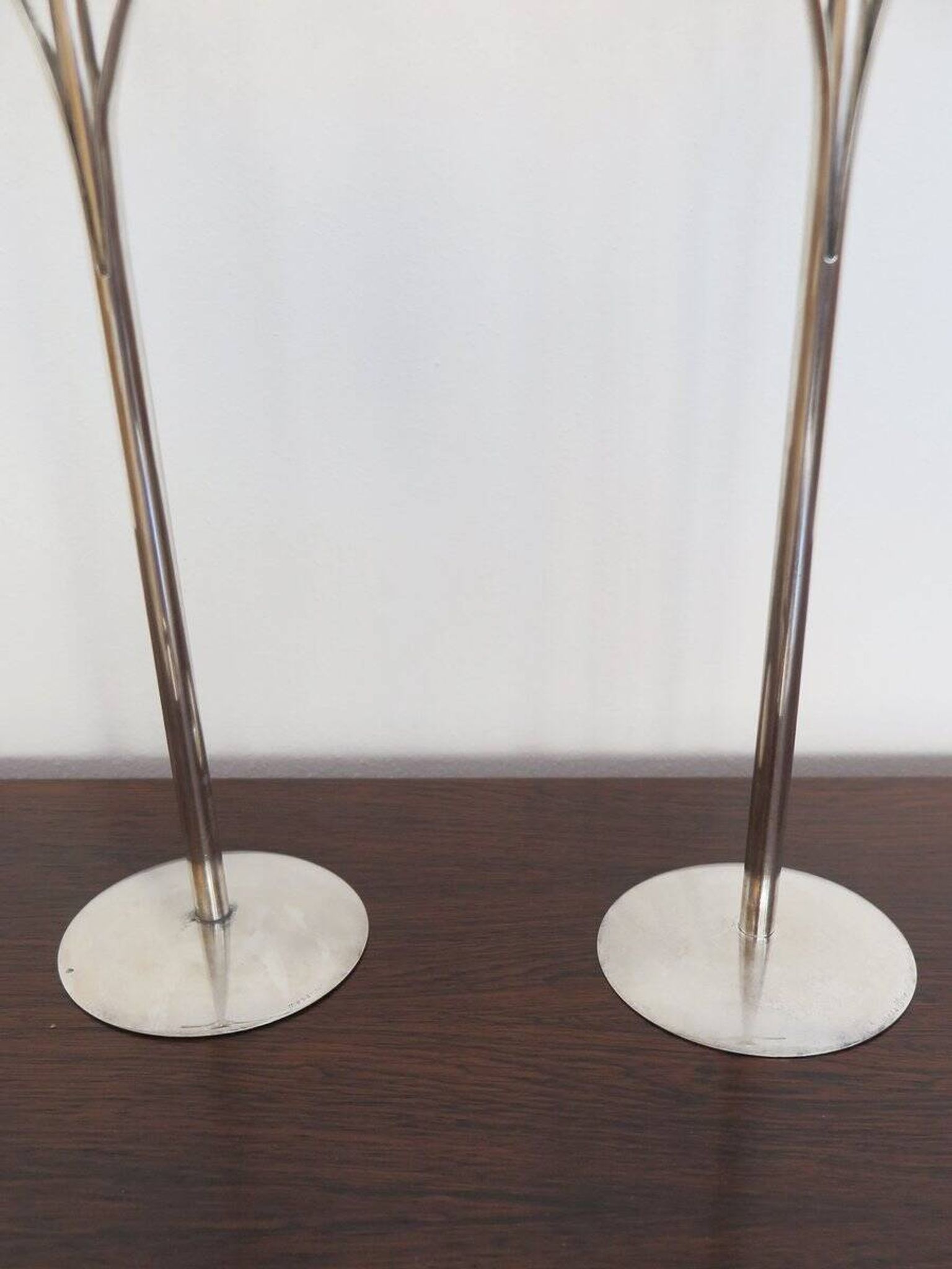 Italian Candleholders in Silver Metal from Mesa, 1970s, Set of 2
