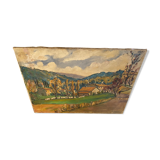 Canvas "Village painting" signed