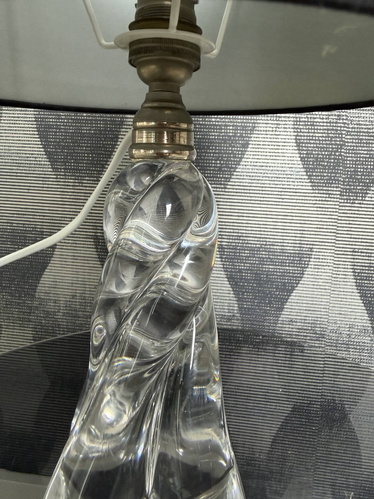 Vintage twisted crystal lamp base signed BACCARAT – 20th century