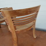 2 Colonial-style Semi-Moon Chairs in Exotic Wood