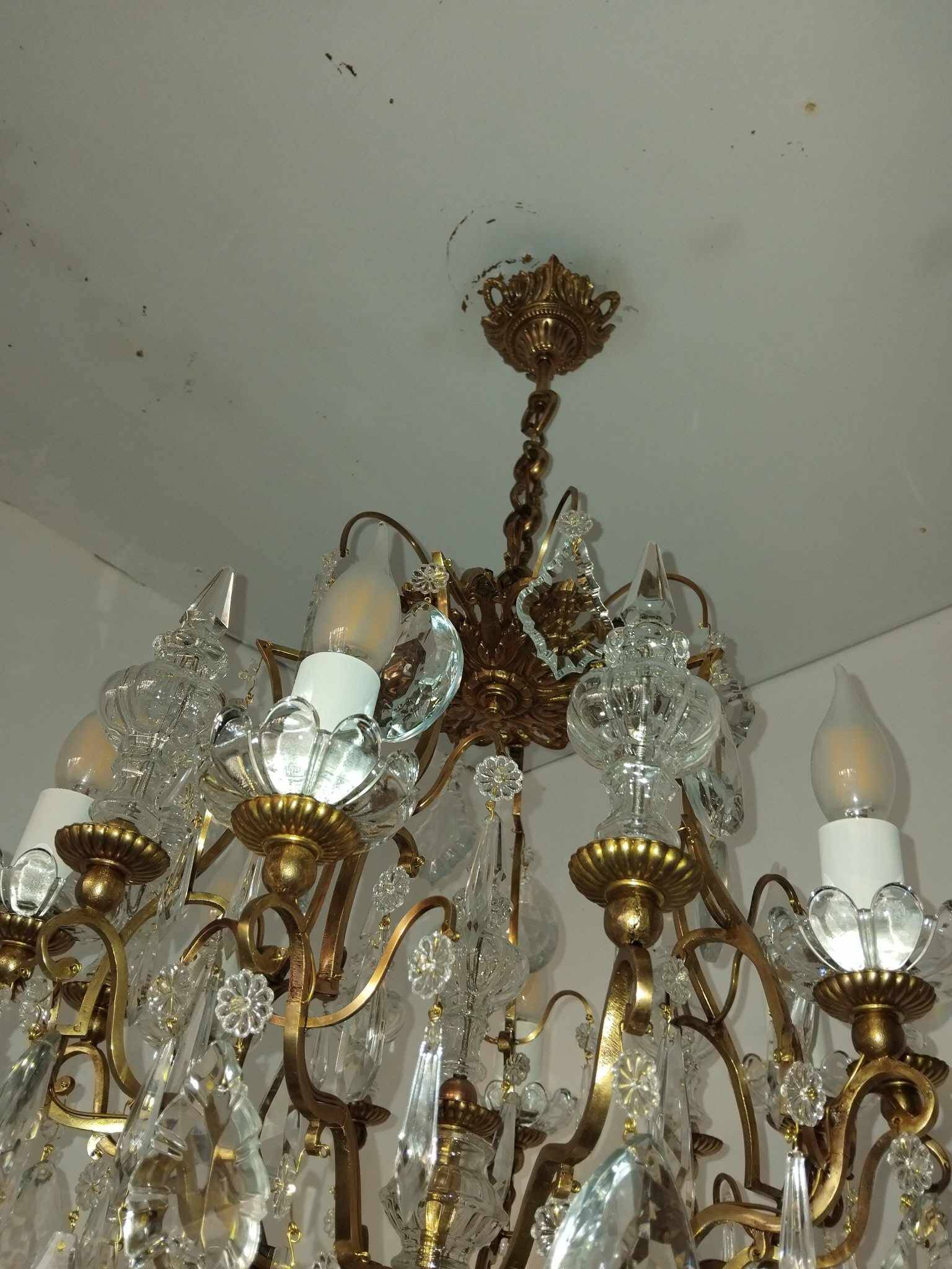 Cage chandelier with 6 light arms and crystal dagger, late 19th century