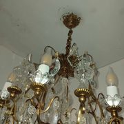 Cage chandelier with 6 light arms and crystal dagger, late 19th century