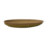 Flat oval wooden and wicker