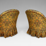 Pair of toad chairs, paisley fabric