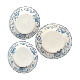 Lot de 3 assiettes plates Boch freres ref: sorbier kfk en parfait état 1800/1900