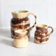 3 pichets en gres emaille anciens bicolores