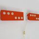 Pair of Scandinavian wall sconces with swivel shade in orange metal. 70