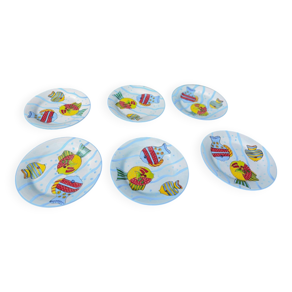 Assiettes à dessert thème mer, plage