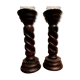 Brutalist turned wood candlesticks from the 60s