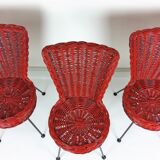 3 rattan and metal chairs 1950