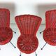 3 chaises en rotin et métal 1950