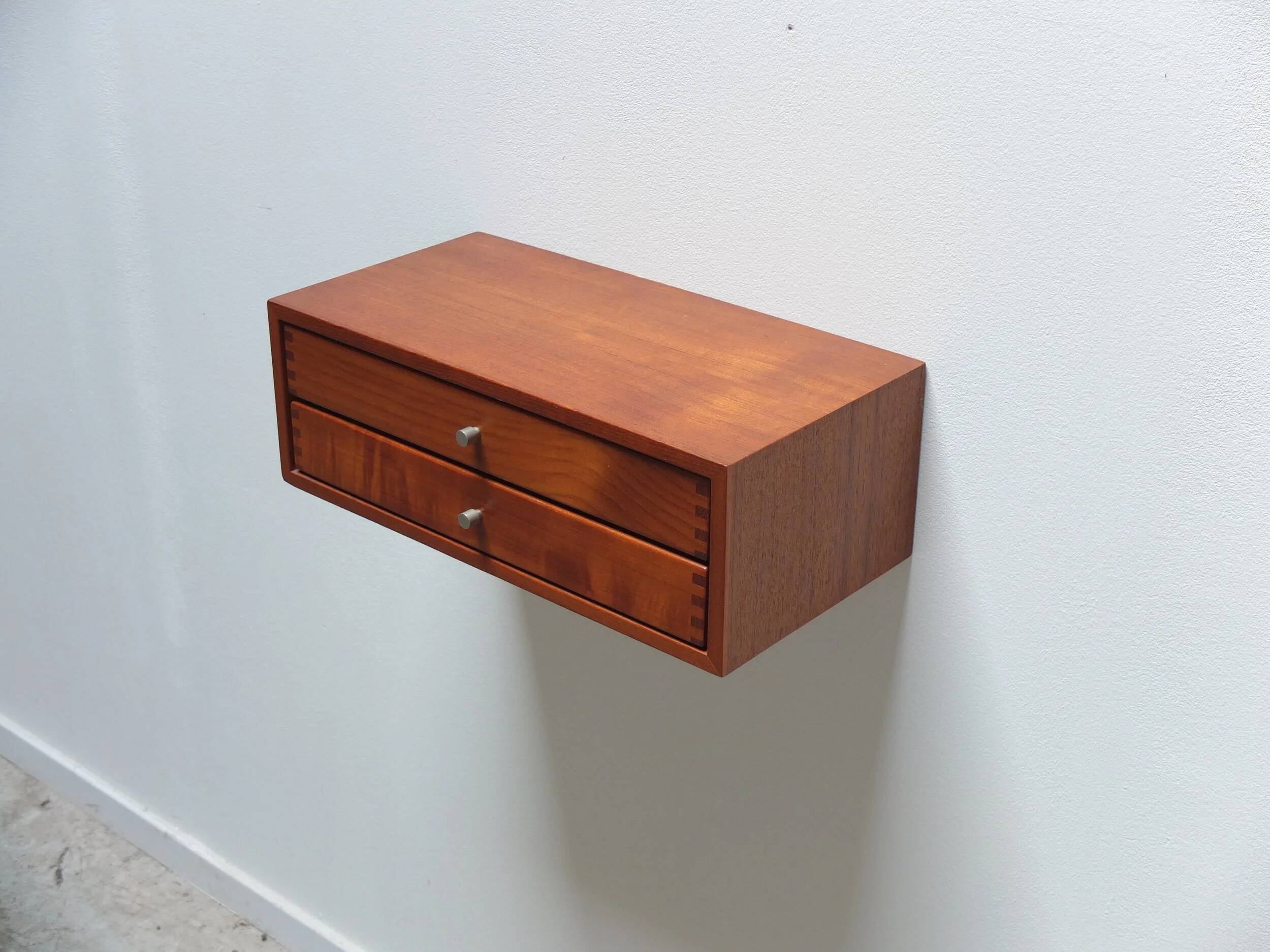 Floating wall shelf with drawers by Kai Kristiansen for Axel Kjersgaard, 1960s