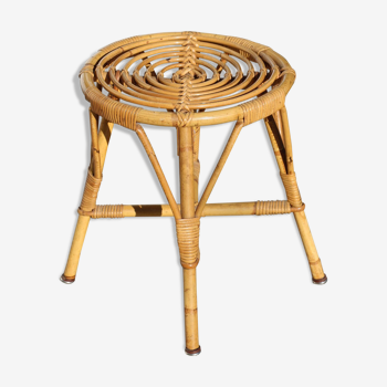 Tabouret rotin ajouré 1950