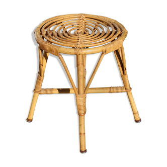 Tabouret rotin ajouré 1950