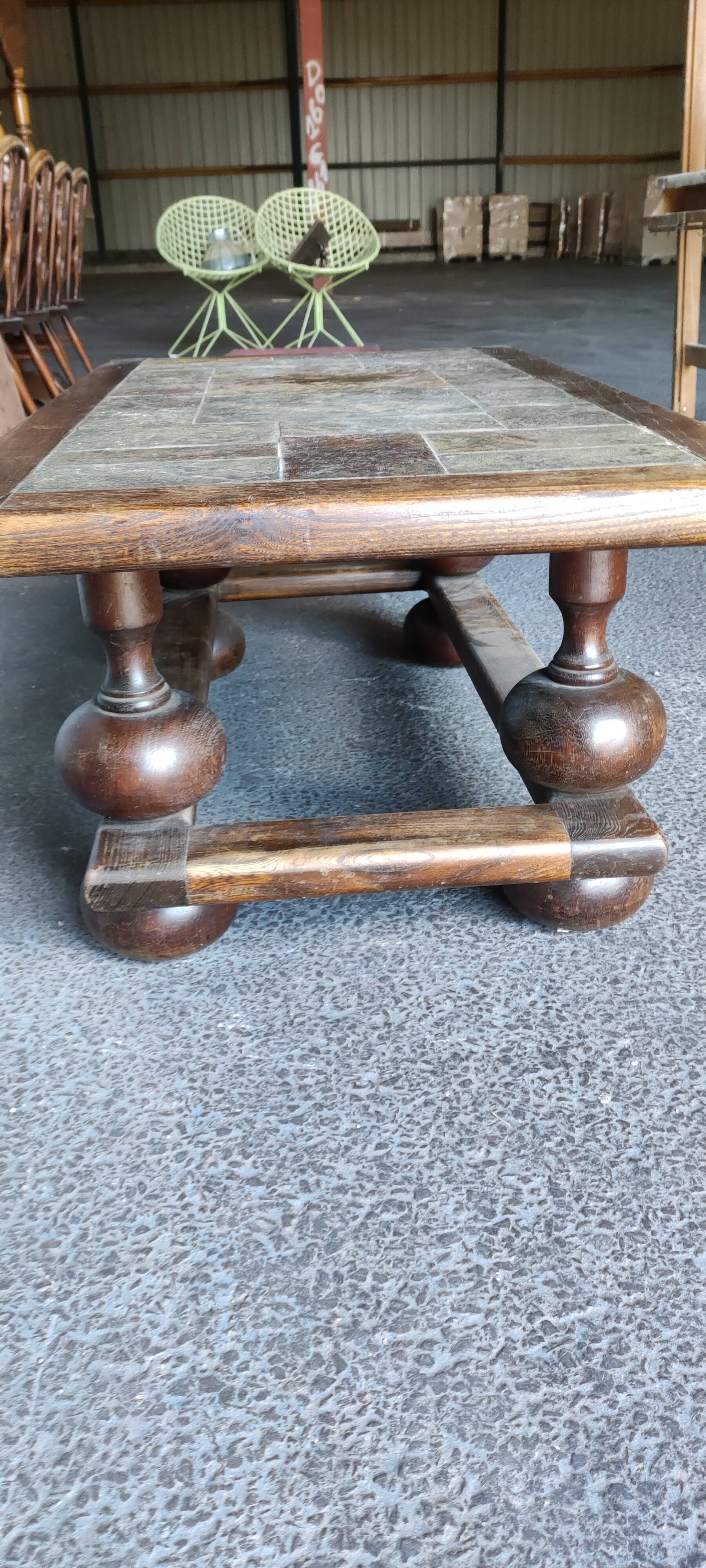 Coffee table slate top foot ball