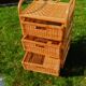 Pair of vintage bedside tables in rattan and caning – bohemian chic style