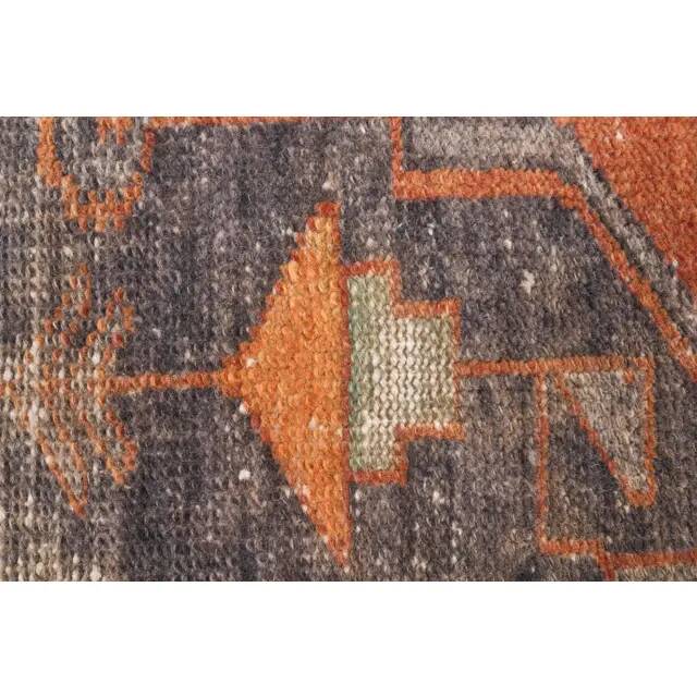 1960s Turkish Wool Hand-Knotted Runner Orange Rug 80x313