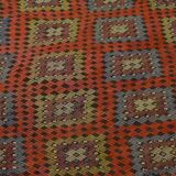 Area kilim rug ,vintage wool turkish handknotted kilim, 297 cmx 200 cm rug