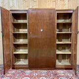 3-door mahogany wardrobe in Art Deco style from the 1950s, removable into 3 parts