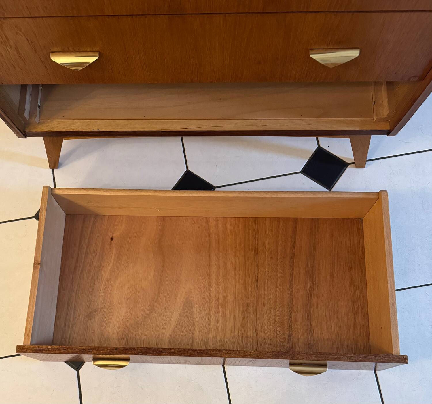 Vintage chest of drawers with compass feet