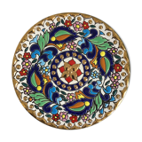 Assiette décorative céramique émaux et or Séville signée Pilar