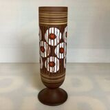 W Germany Round White and Red Matte and Enameled Vase