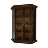 Wall display case for collection or other in wood, glass and brass