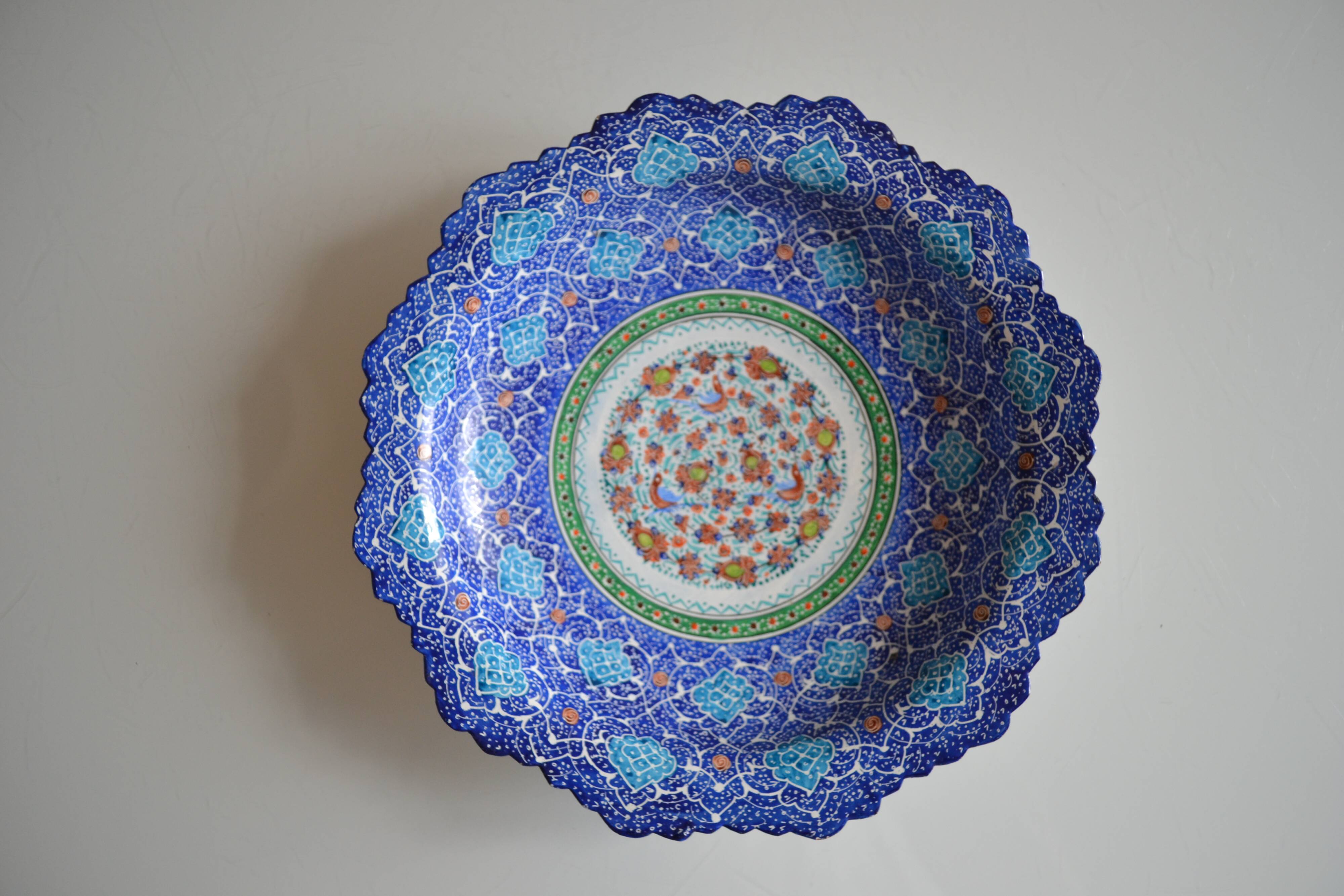 Islamic art enamel metal dish