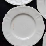 10 assiettes à dessert vintage en faïence ivoire au marli chantourné