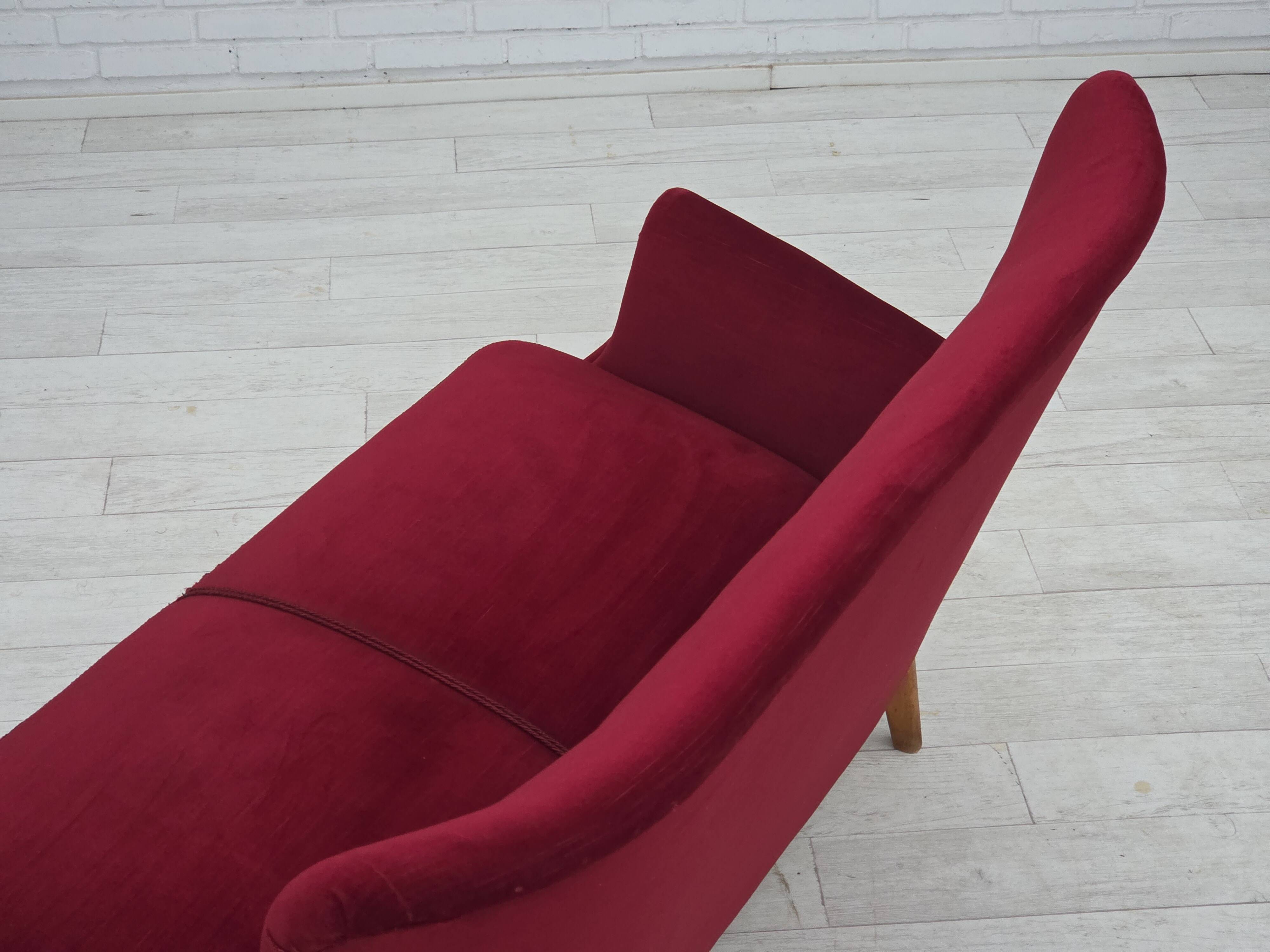 1960s, Swedish 2-seater sofa by Dux Sweden, furniture velour, ash wood.