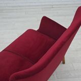 1960s, Swedish 2-seater sofa by Dux Sweden, furniture velour, ash wood.
