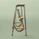 Old wooden workshop stepladder - seat height: 85 cm