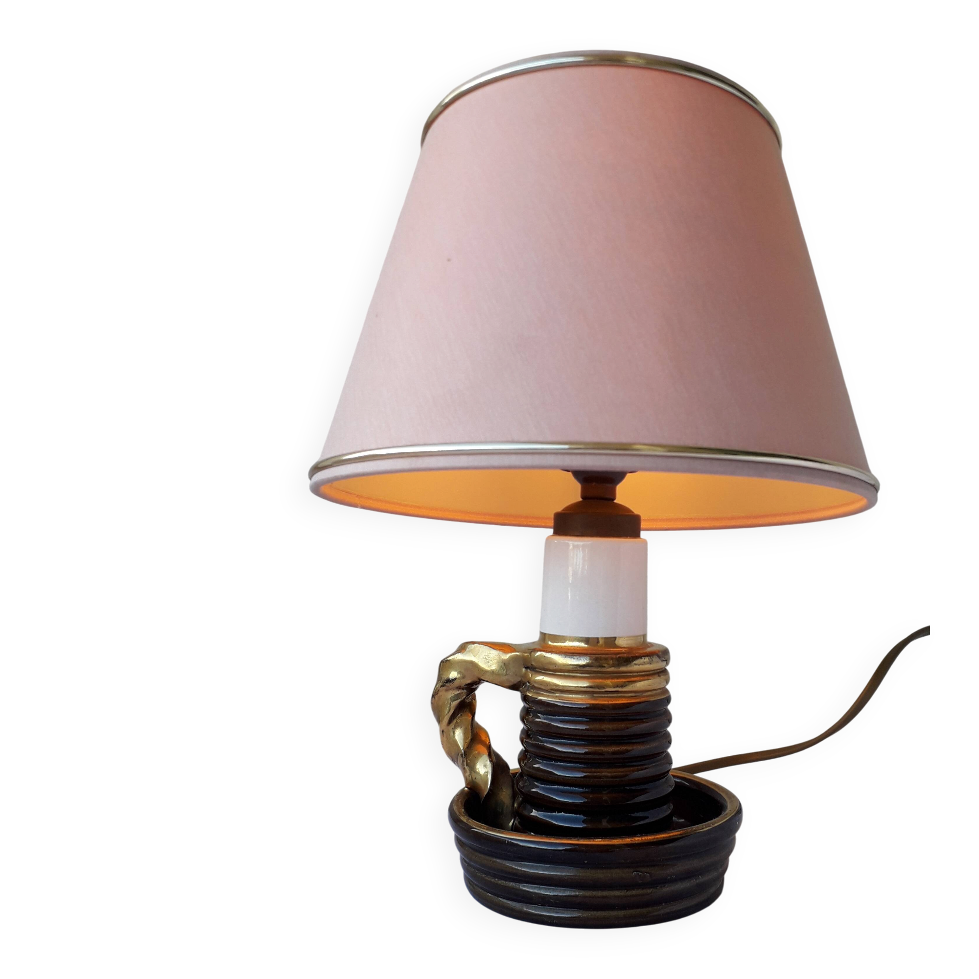 Pied de lampe en céramique forme bougeoir