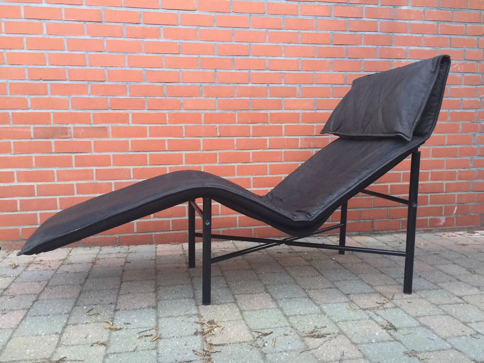Leather lounge chair  by wrong Björklund  1980 s